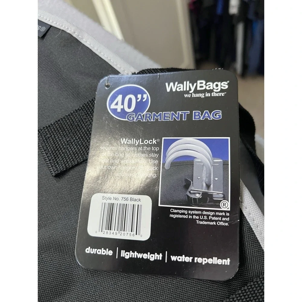 WallyBags 40″ Black Deluxe‎ Carry-On Garment Bag WallyLock Hanger Clamp Black